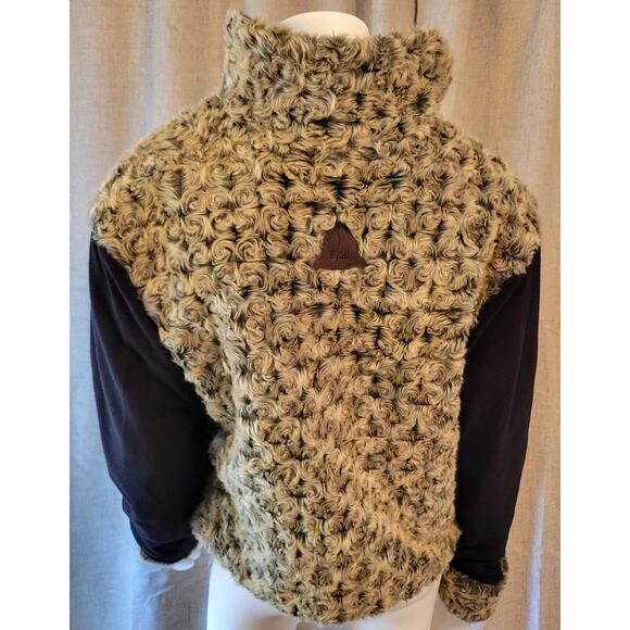 Fjall Nordic Design Faux Fur Wool Reversible Bison Jacket Womens Toggle Button L - Picture 4 of 10